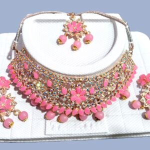 Elegant Pink Stone Necklace Set